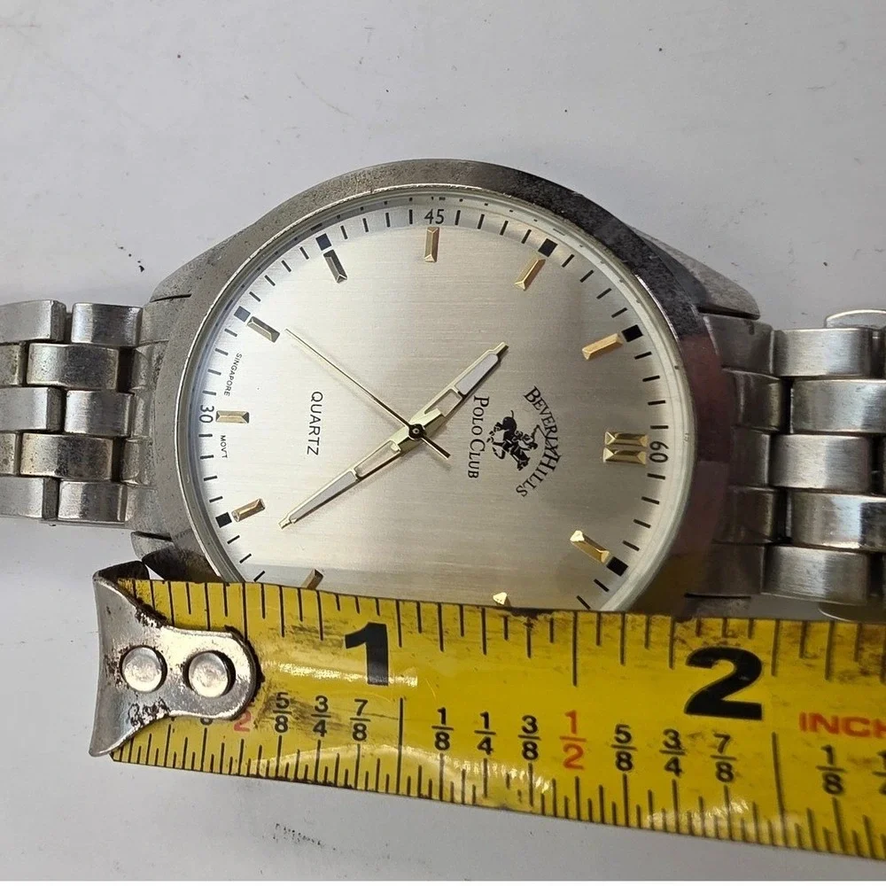Beverly Hills Polo Club Mens Silver Tone Quartz Watch 53496 101 SR626SW‎